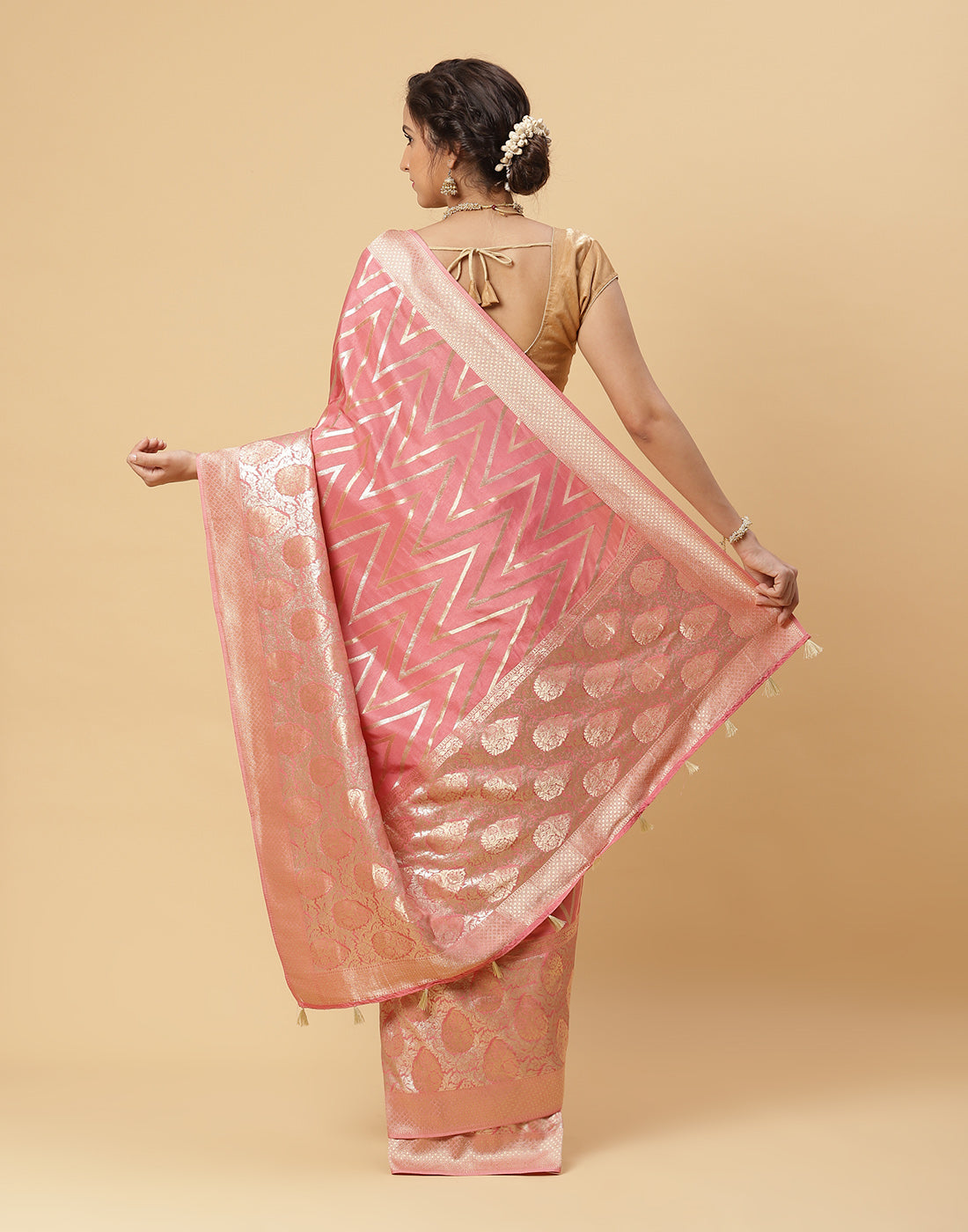 Zari Jaal Banarsi Plain Saree