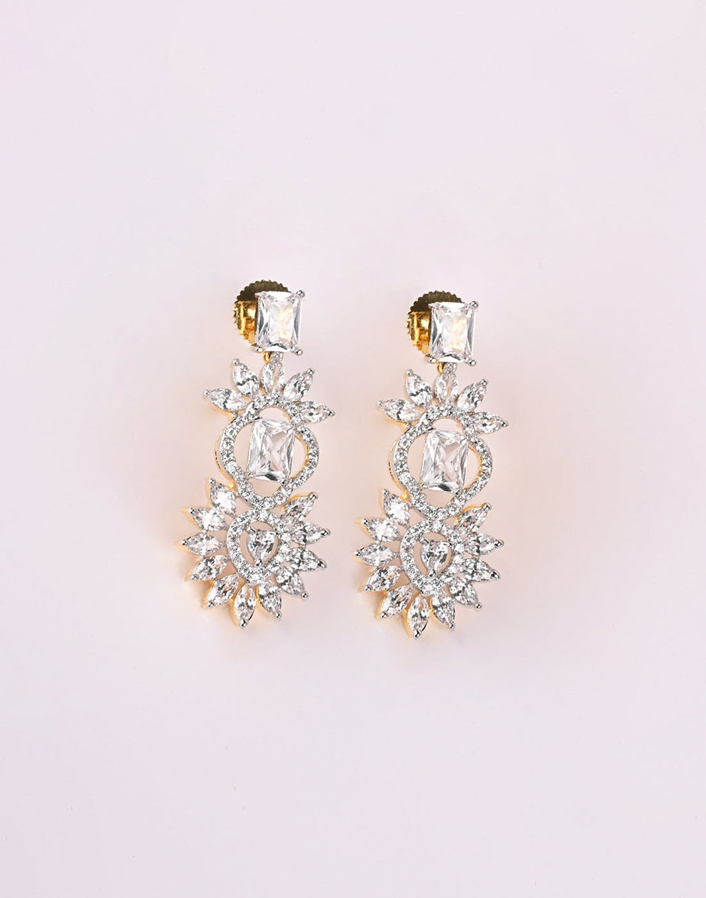 Gold Plated Earring Embellished With Diamond Stone
