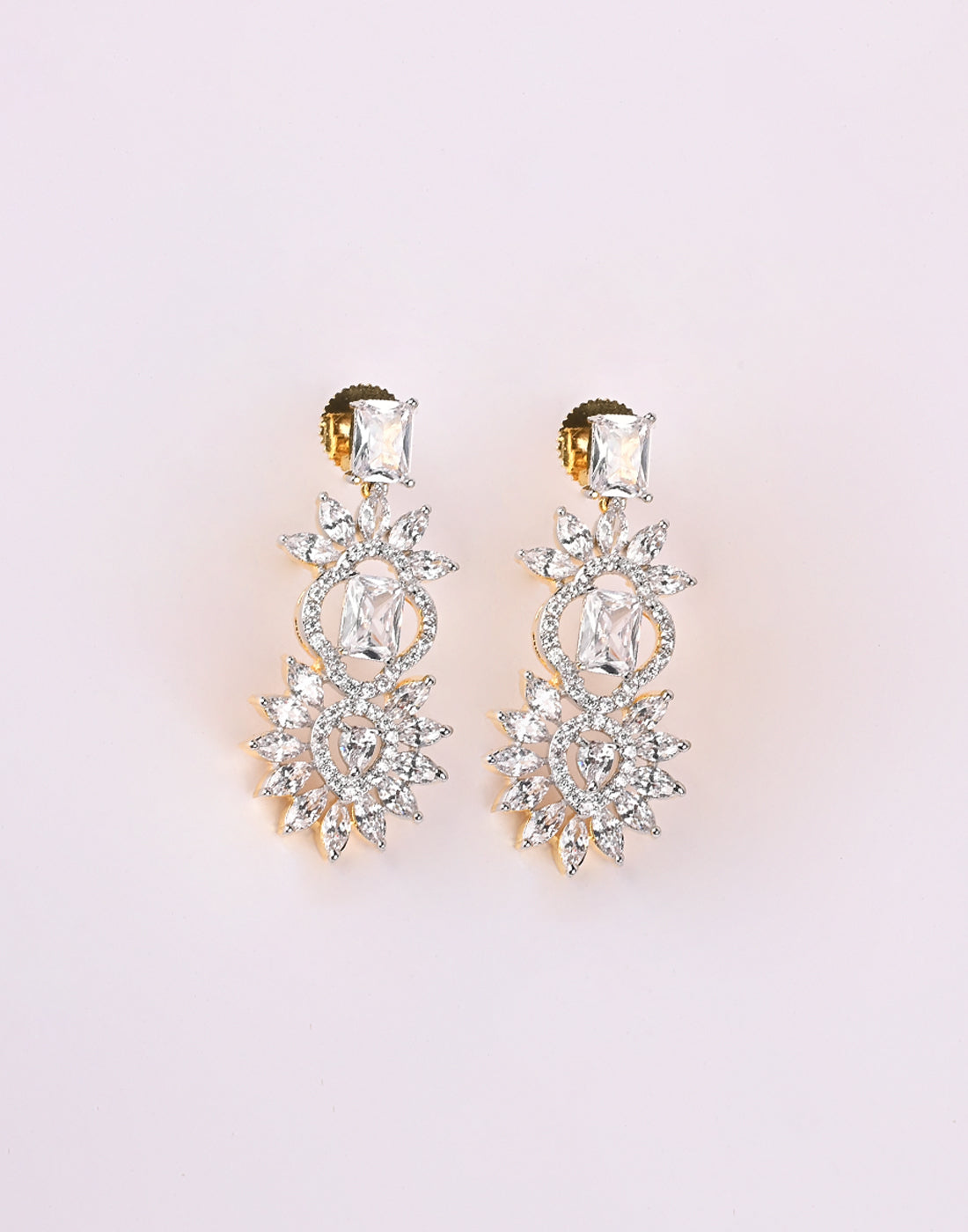 Gold Plated Earring Embellished With Diamond Stone