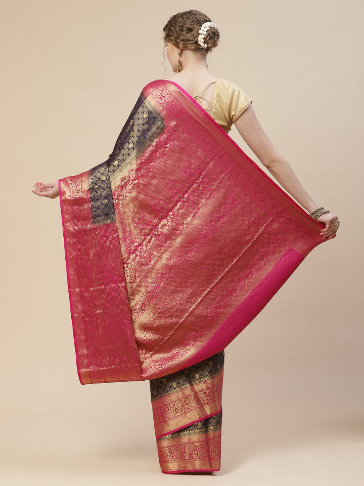 Brocade Zari Booti Art Handloom Woven Saree