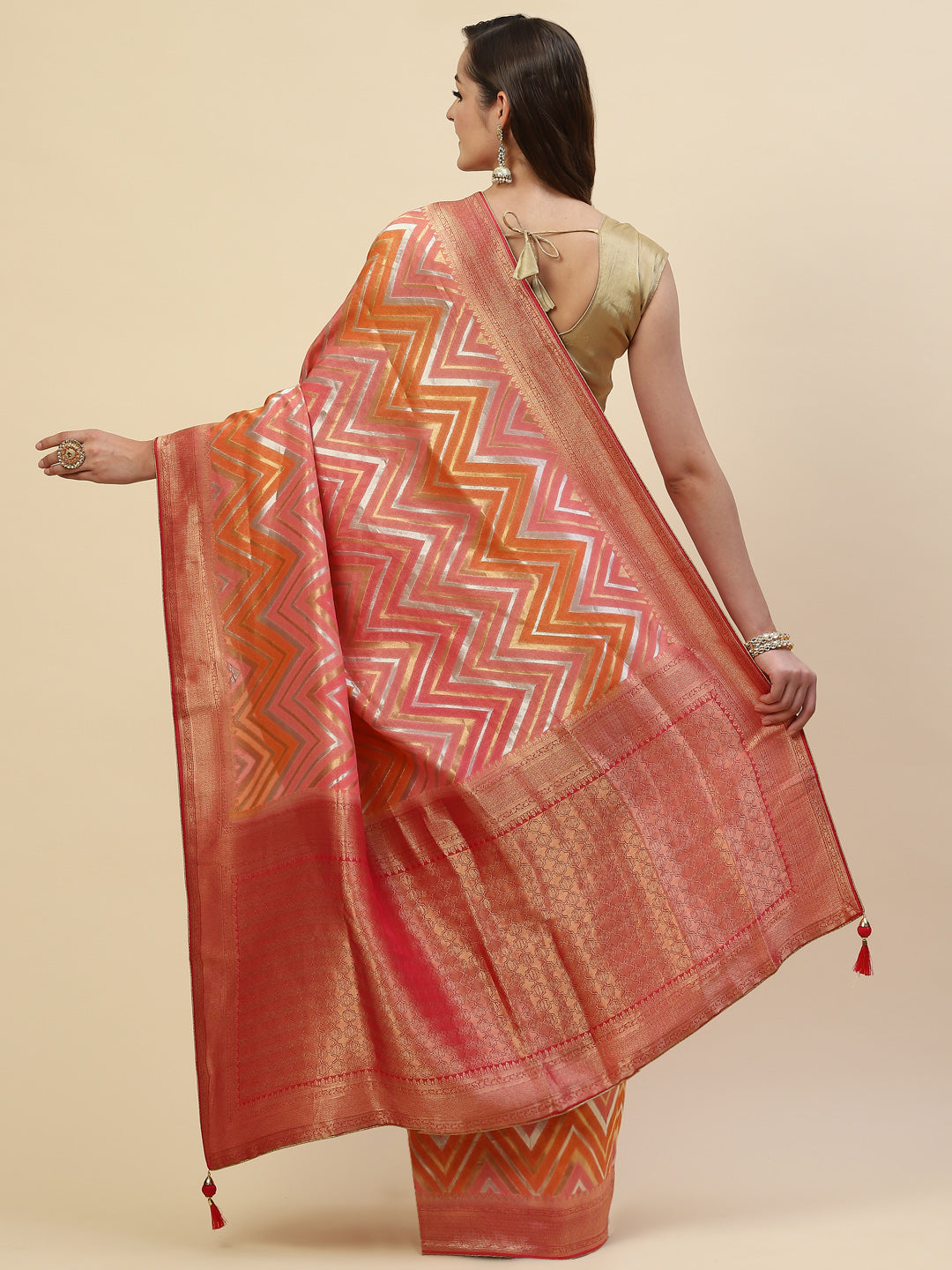 Zari Jaal Crepe Woven Saree