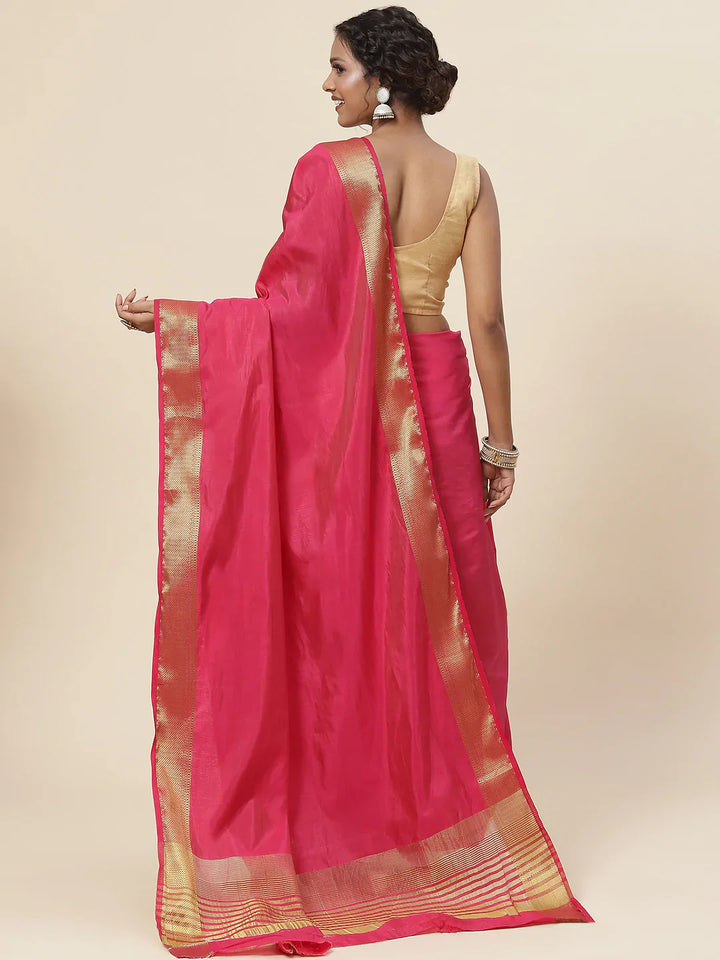 Plain Zari Border Handloom Woven Saree