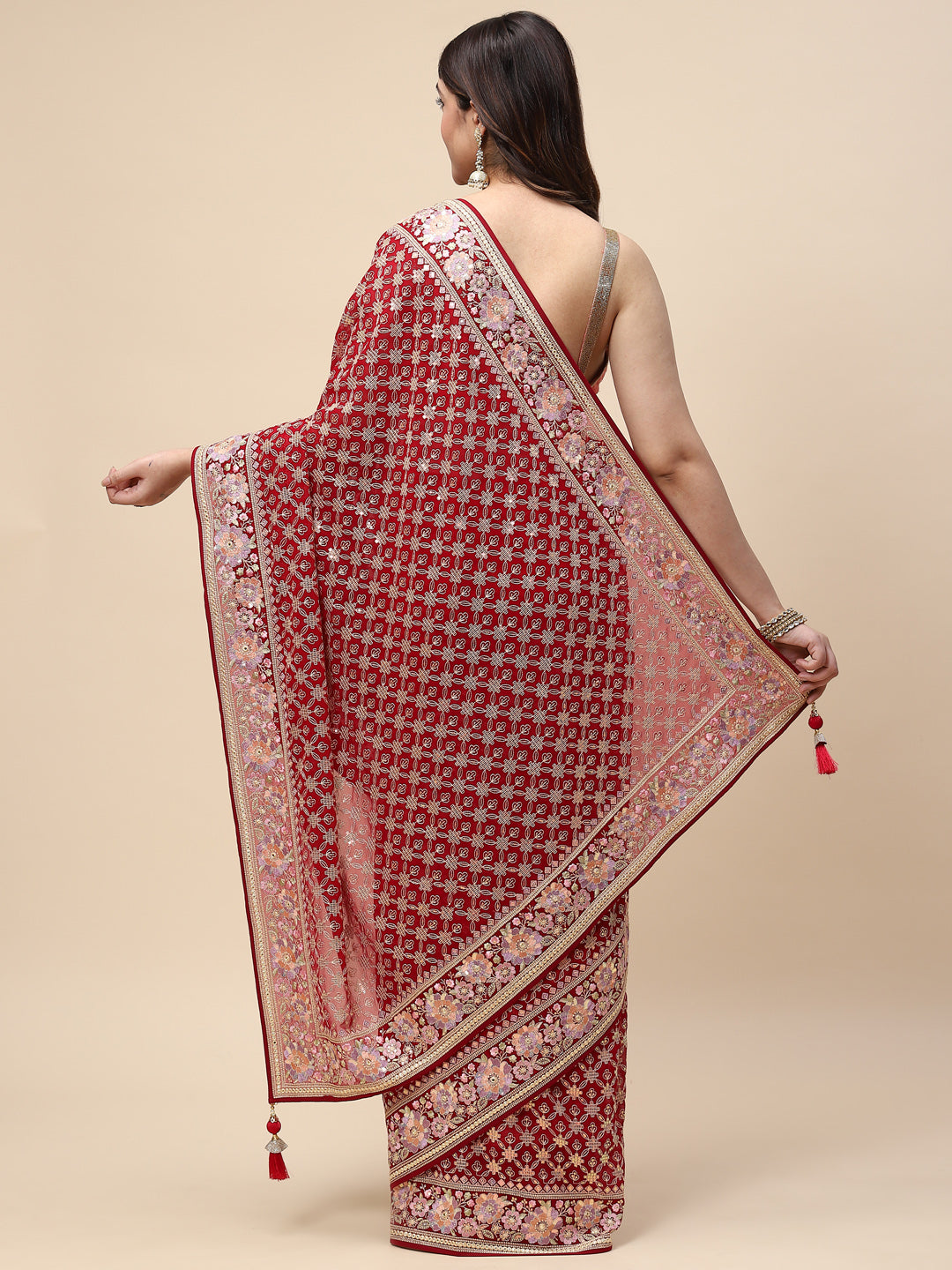 Sequin Embroidered Georgette Saree