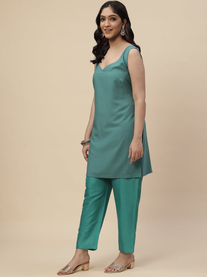 Sequin Embroidered Georgette Kurta With Pants