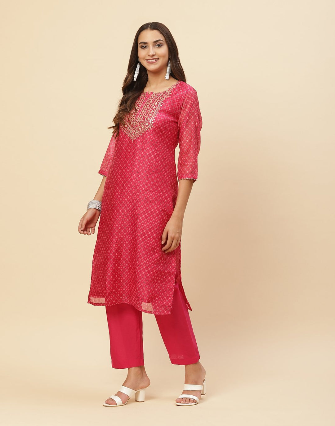 Embroidered Cotton Kurti With Pant