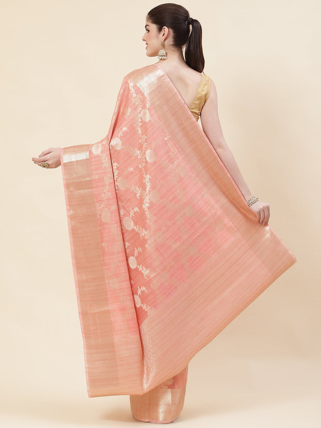 Floral Zari Jaal Cotton Woven Saree