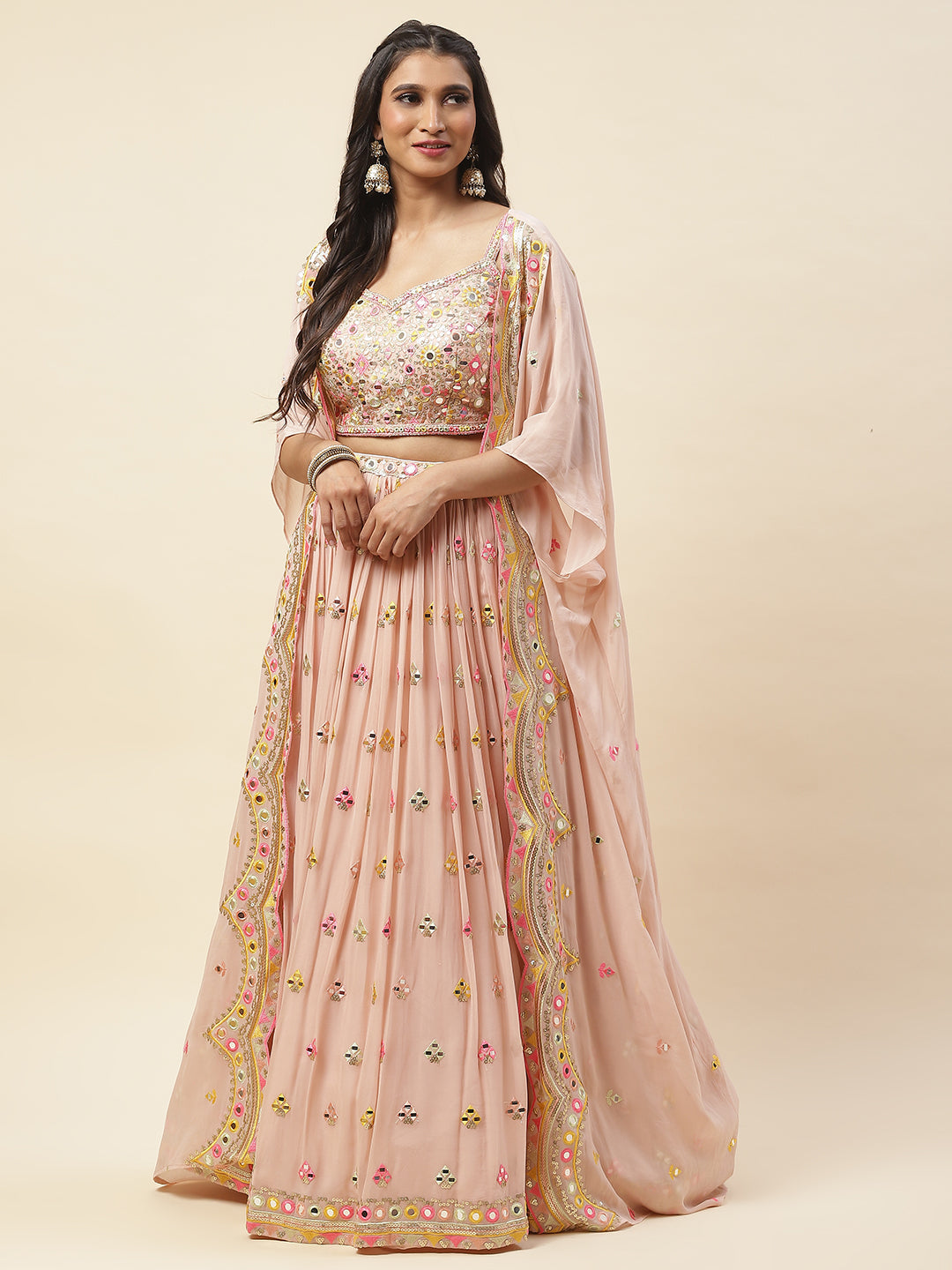 Georgette Lehenga Choli With Jacket