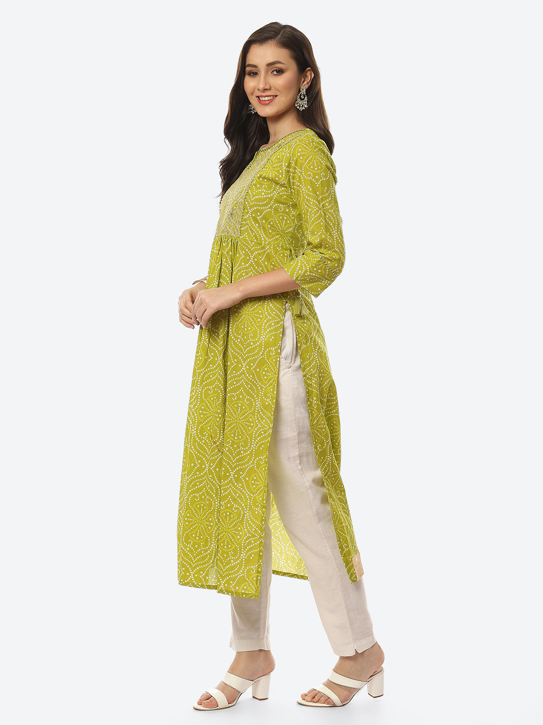 Resham Mirror Printed Cotton Kurta