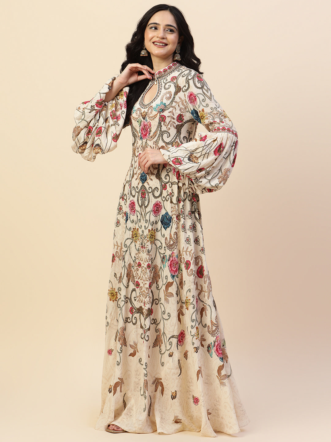 Digital Printed Crepe Gown