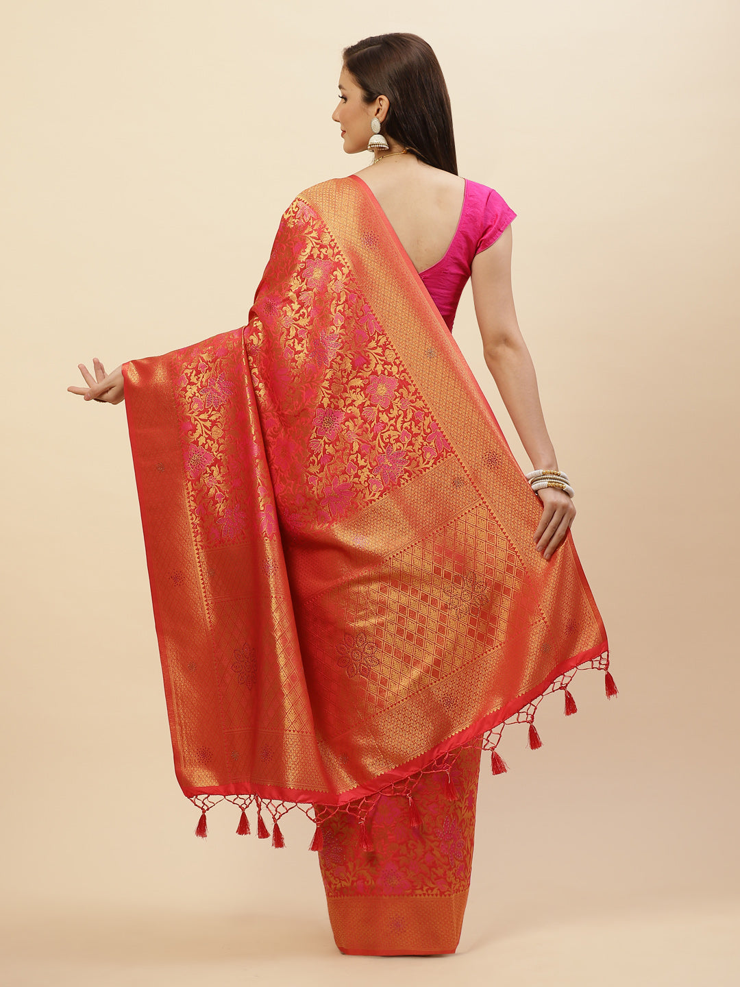 Stone Jaal Art Handloom Woven Saree