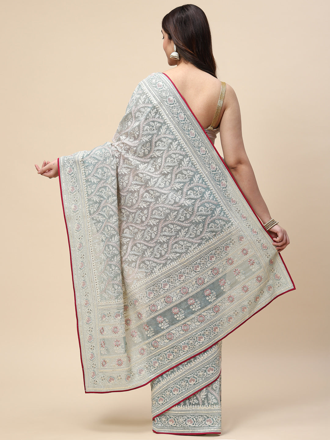 Zari Jaal Embroidered Georgette Saree