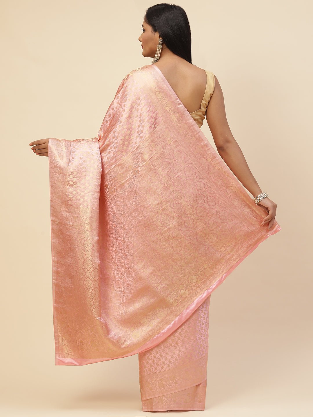 Brocade Zari Jaal Satin Woven Saree