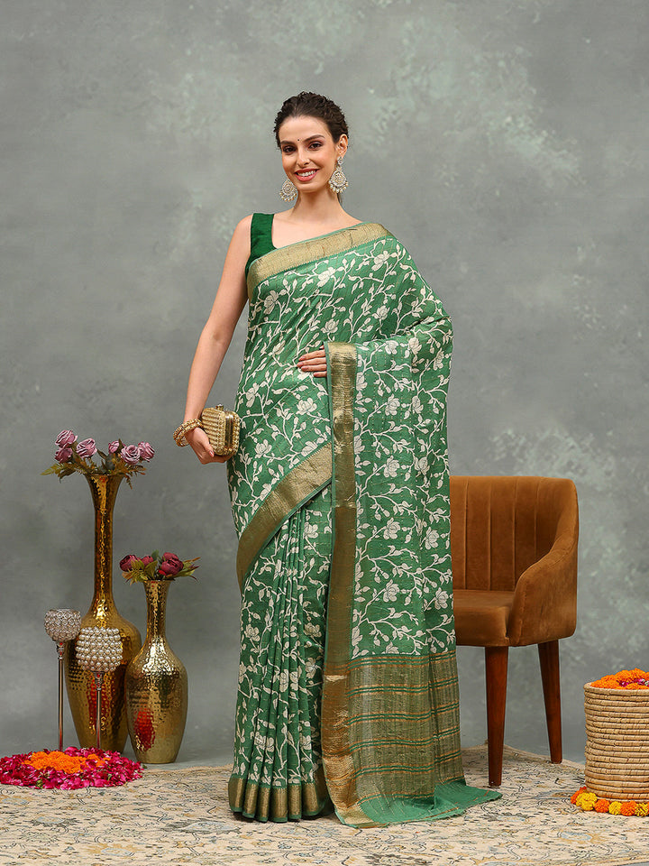 Floral Printed Art Silk Saree