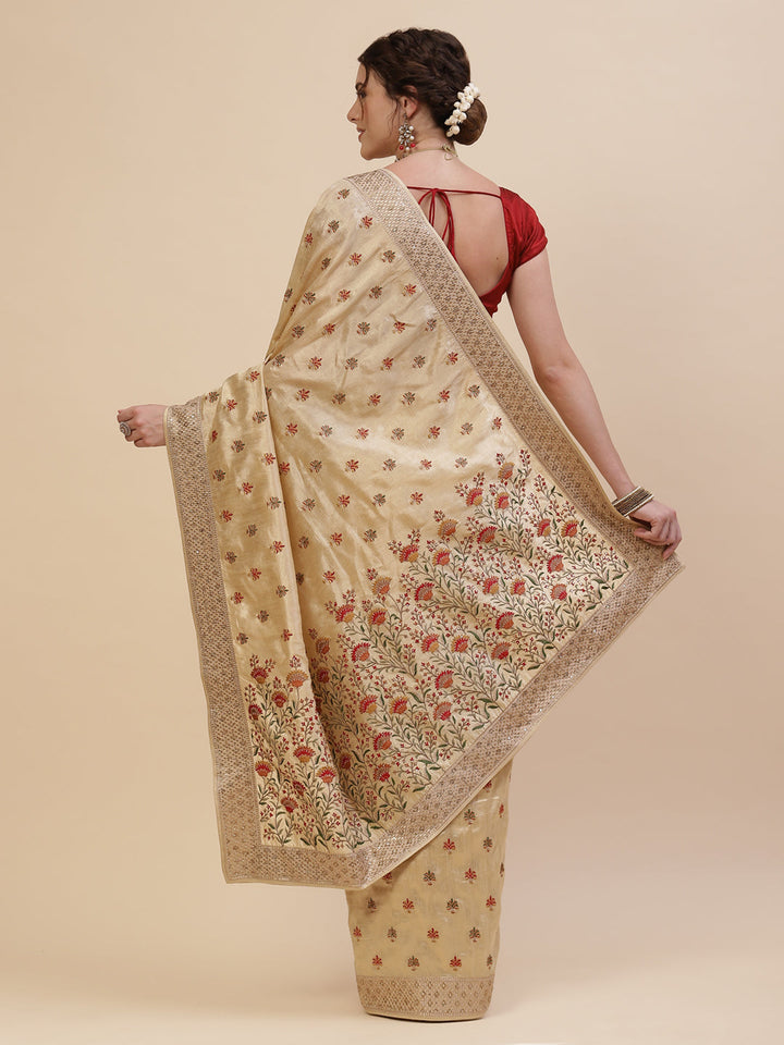 Resham Jaal Embroidered Art Tussar Saree