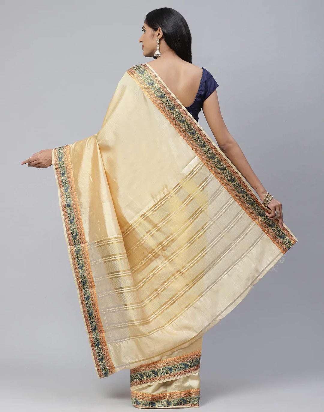 Plain Zari Border Handloom Woven Saree