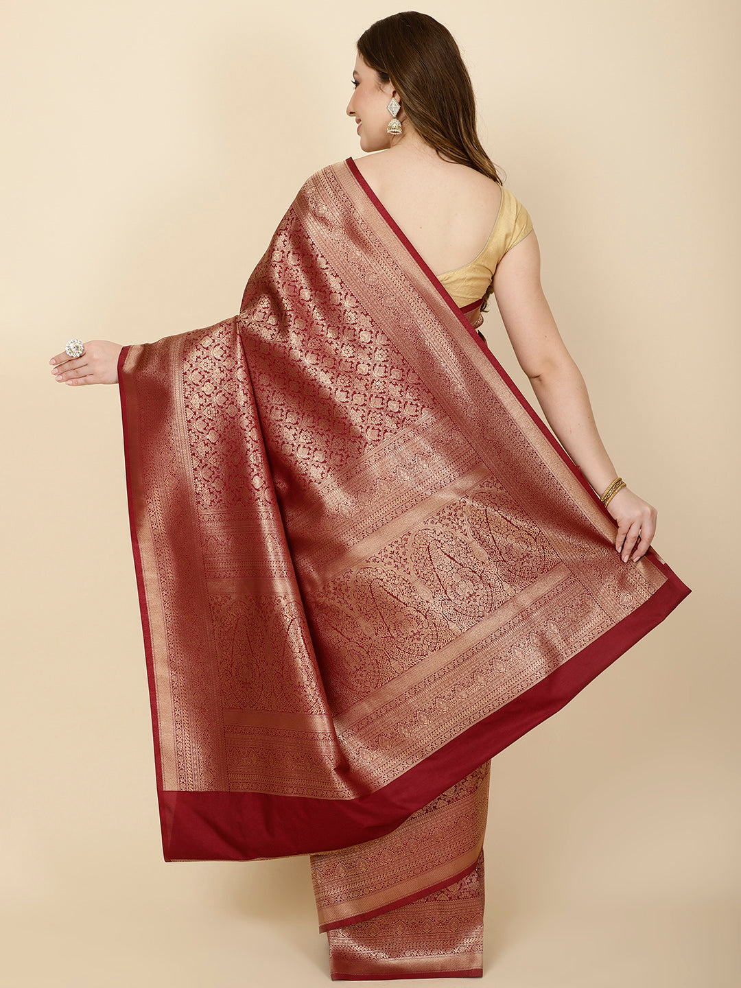 Brocade Zari Jaal Handloom Woven Saree