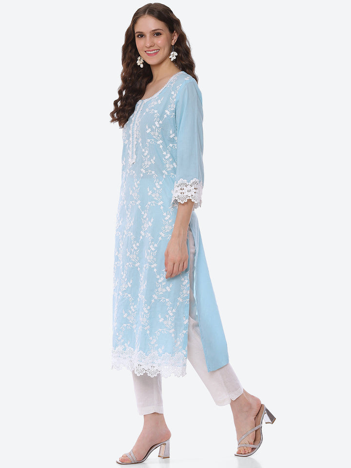 Thread Embroidered Cotton Kurta
