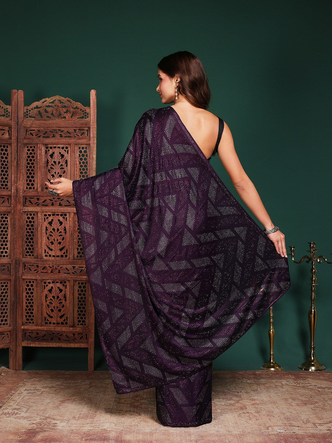 Embroidered Satin Saree
