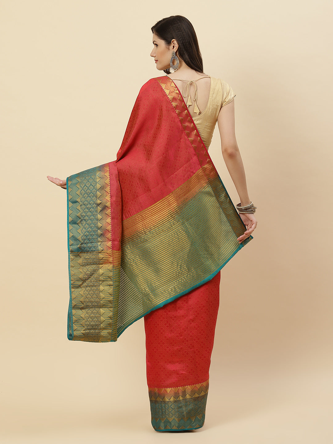 Plain Zari Border Handloom Woven Saree