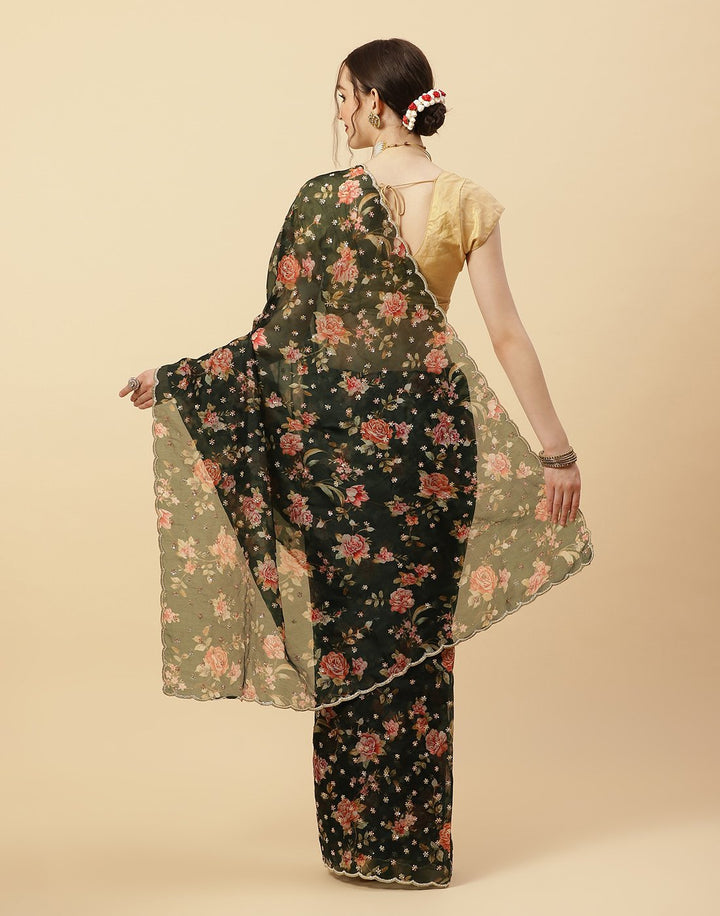 Printed Organza Kora Saree