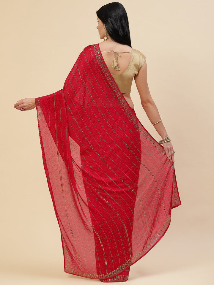 Stone Embroidered Chiffon Saree