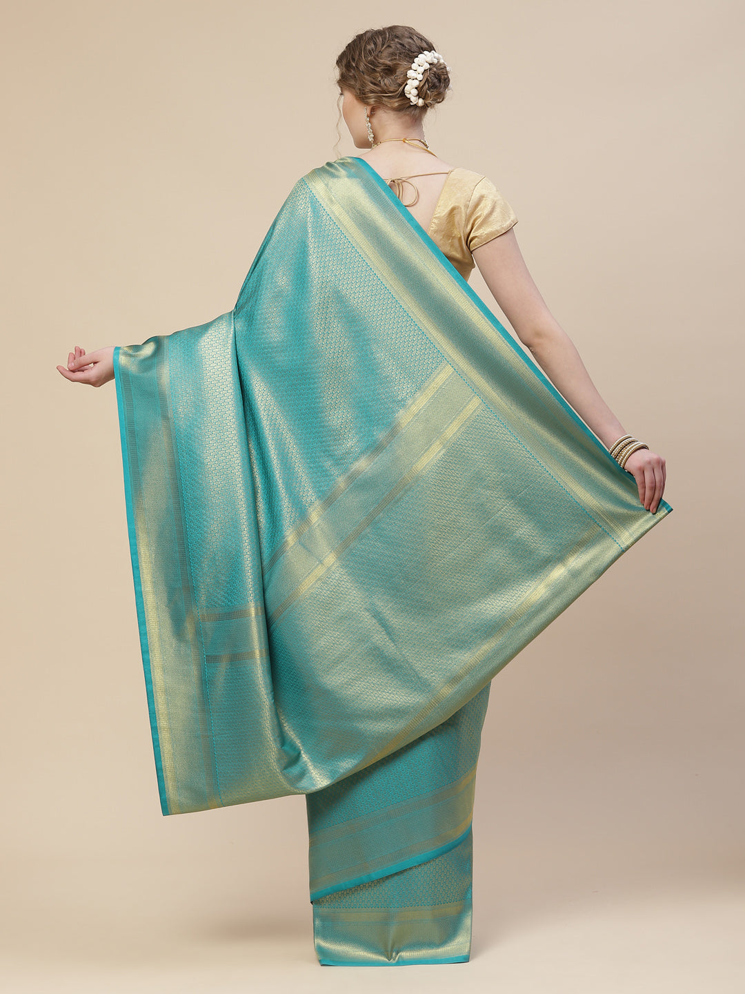 Brocade Zari Booti Art Handloom Woven Saree