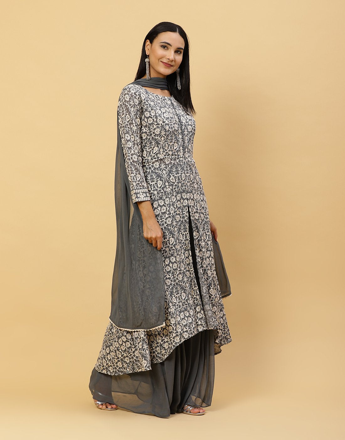 Embroidered Georgette Salwar Kameez Stitched Suit With Art Silk Dupatta