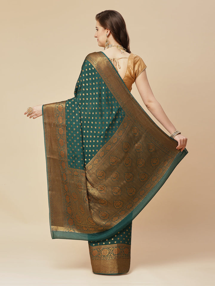 Antique Booti Chiffon Plain Saree