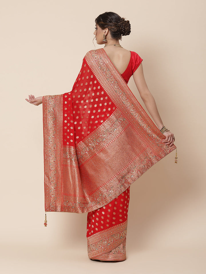 Stone Booti Banarsi Embroided Saree