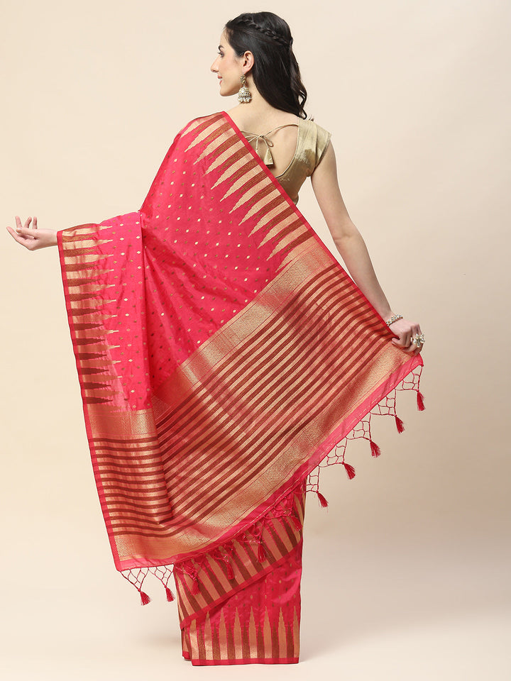 Zari Border Booti Woven Handloom Saree