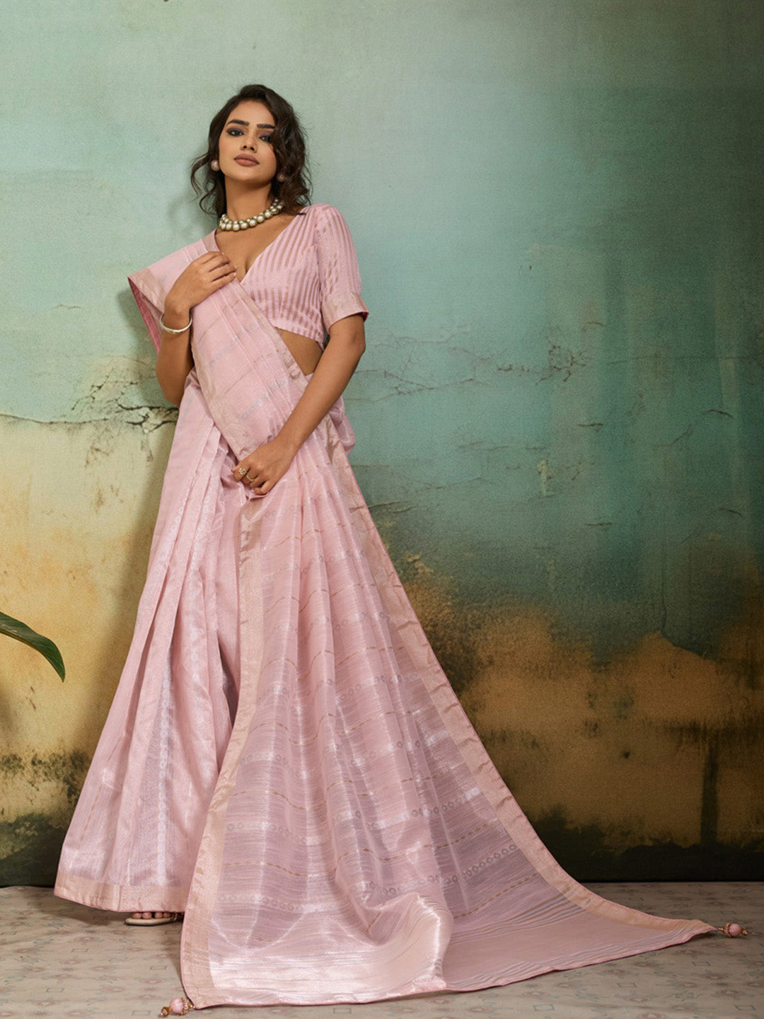 Woven Design Tissue Linen Saree