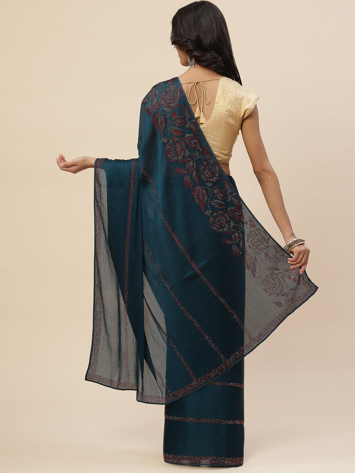 Stone Embroidered Chiffon Saree