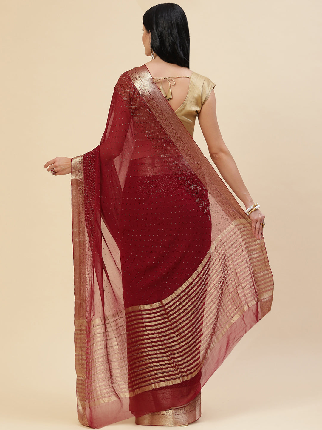 Stone Work Georgette Plain Saree