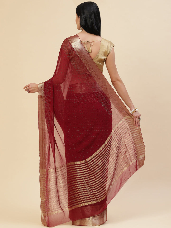 Stone Work Georgette Plain Saree