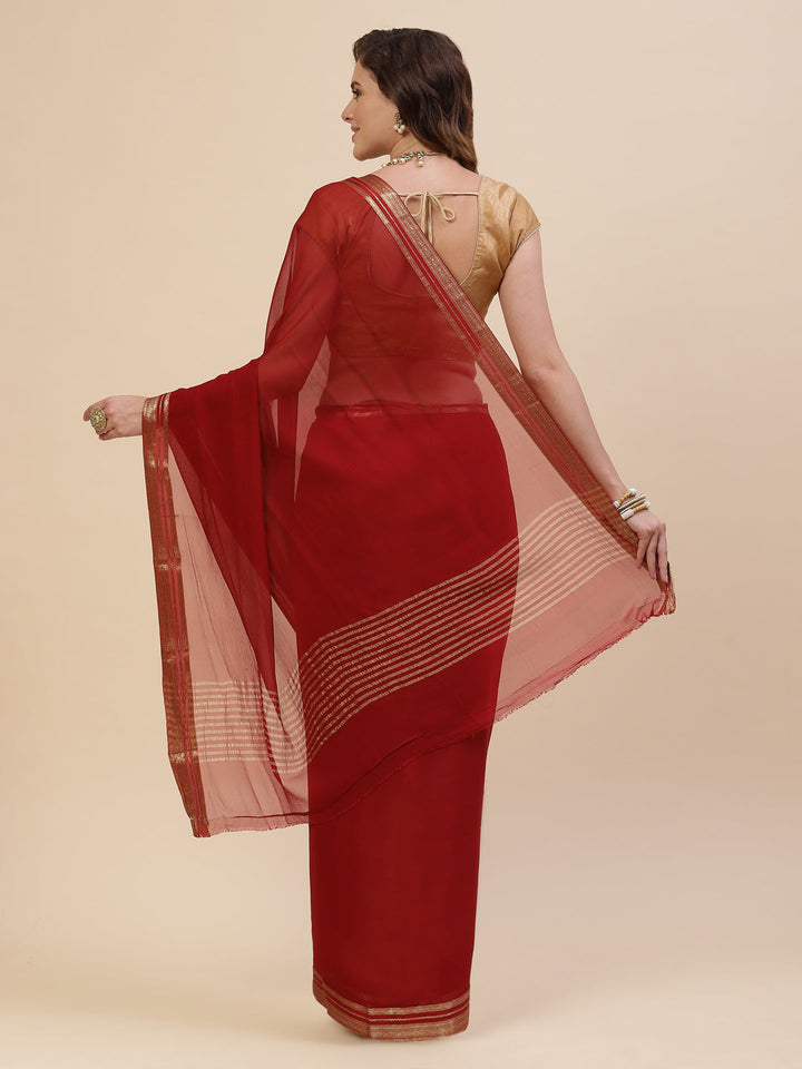 Plain Piping Chiffon Saree