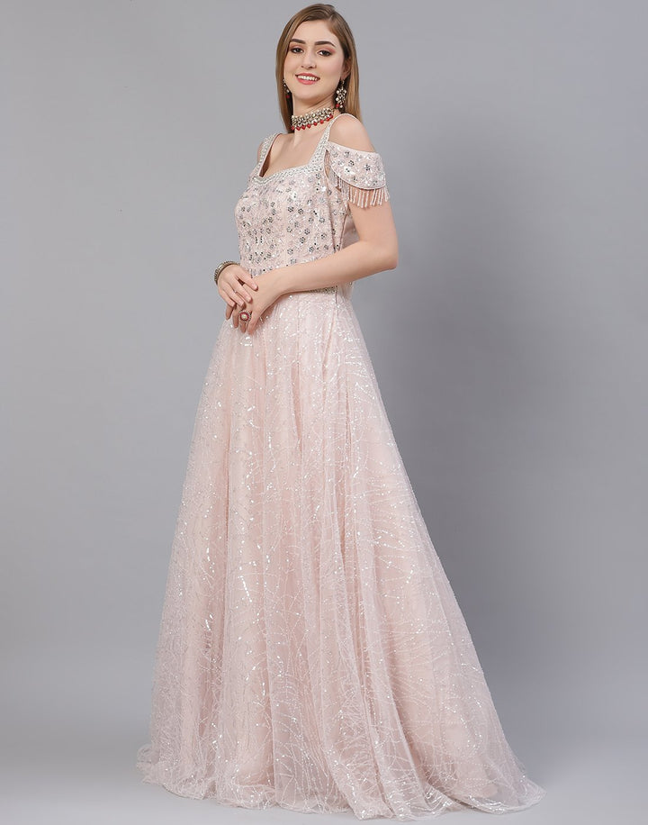 Peach Georgette Long Dress