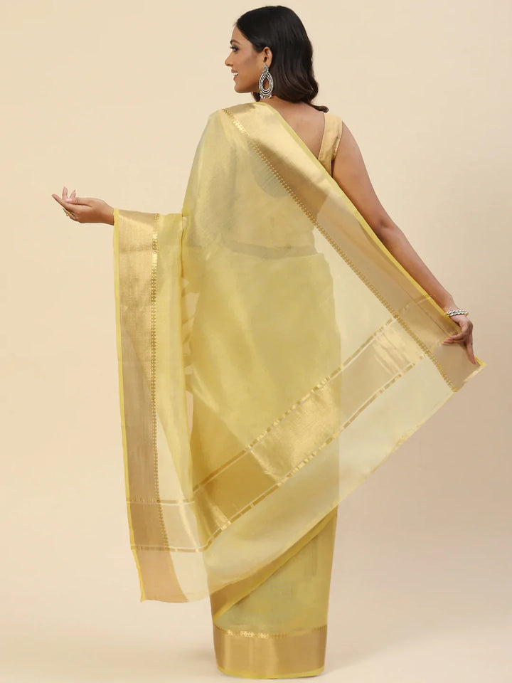 Plain Zari Border Handloom Woven Saree
