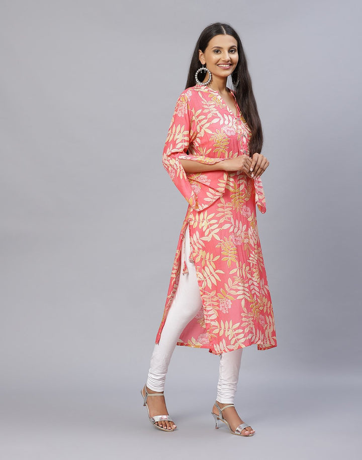 Floral Print Cotton Muslin Kurti