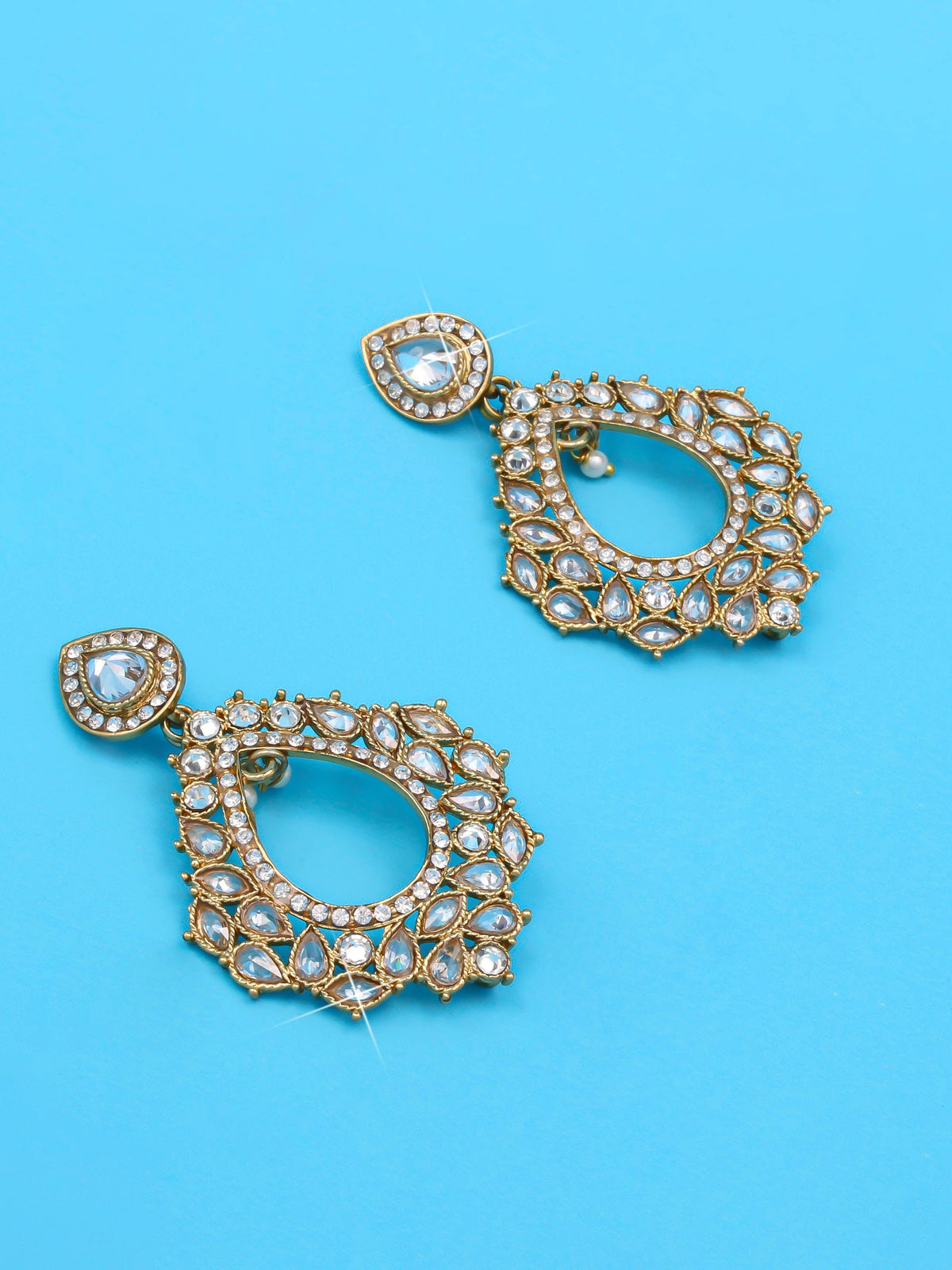 Gold & White Drop Earrings