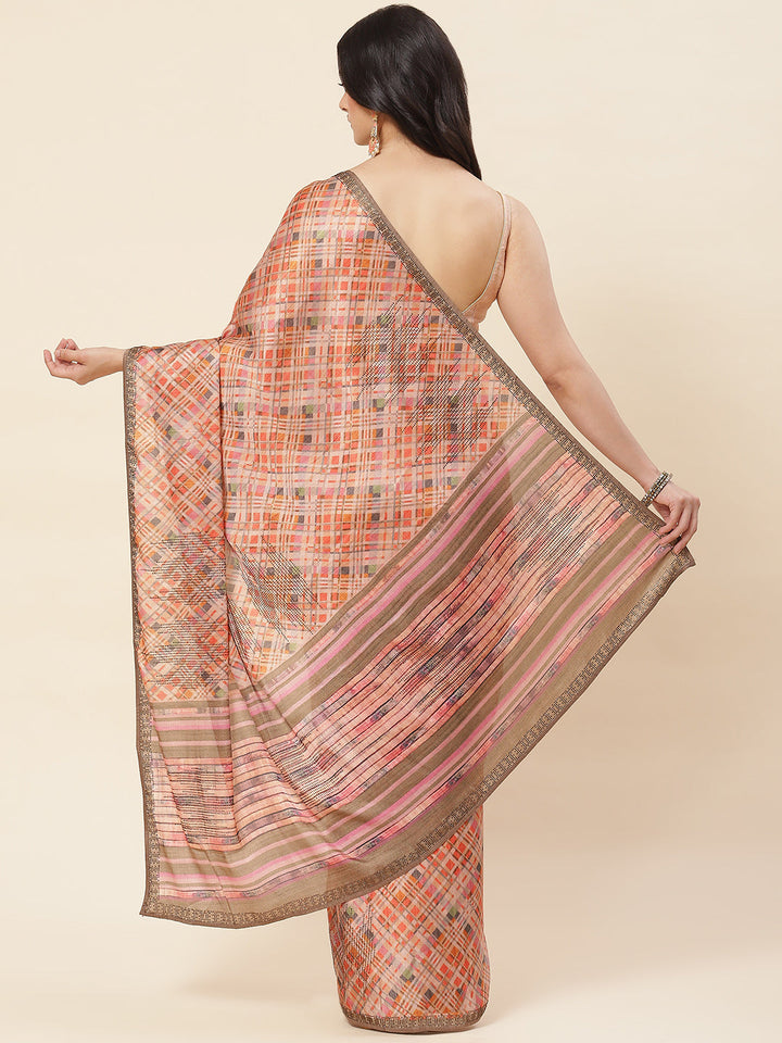Digital Printed Satin Saree
