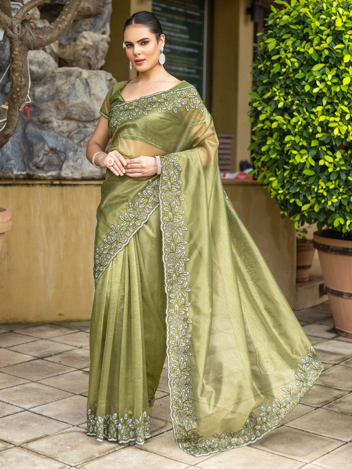 Embroidered Net Saree