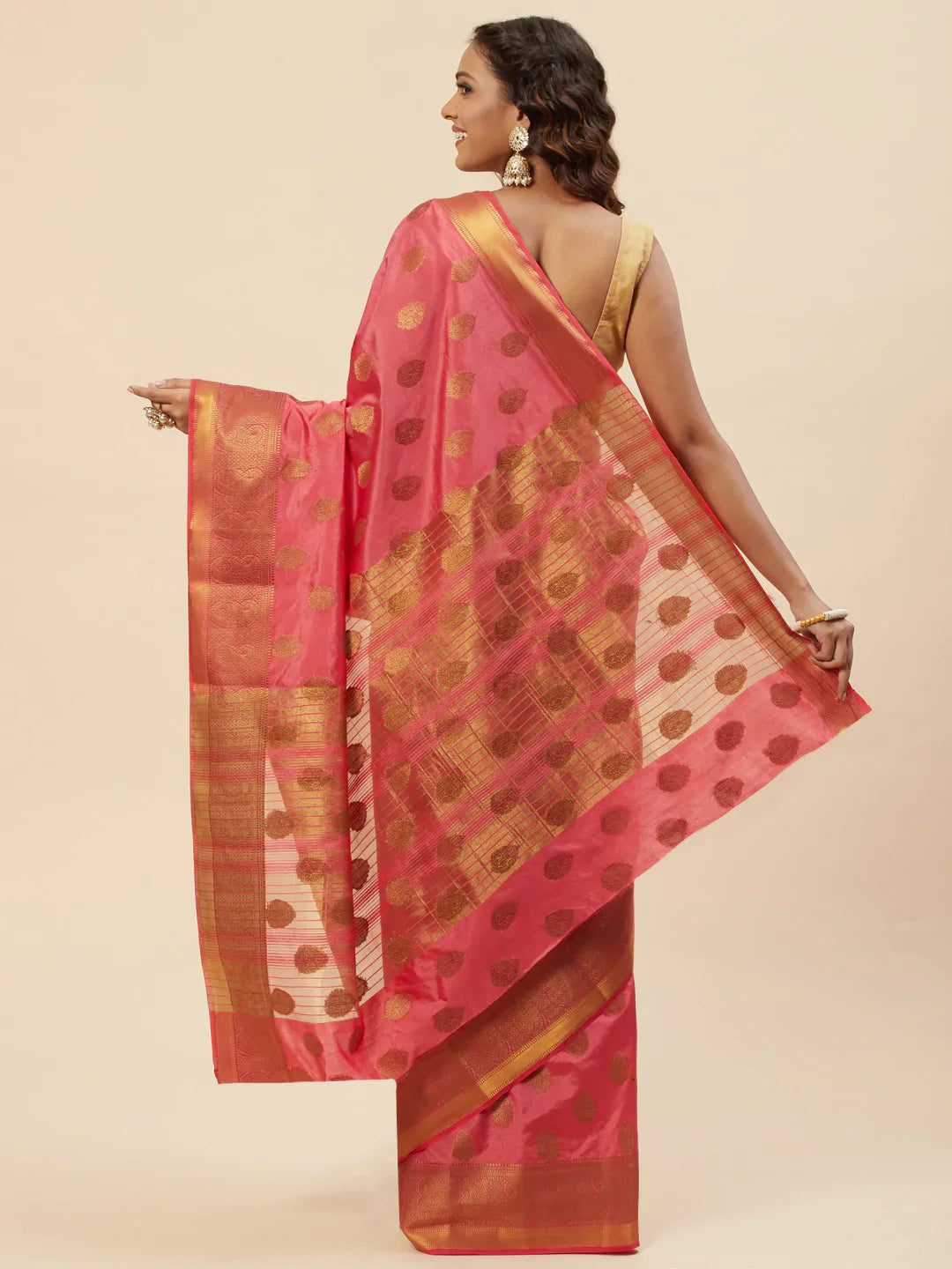 Zari Border Booti Handloom Woven Saree