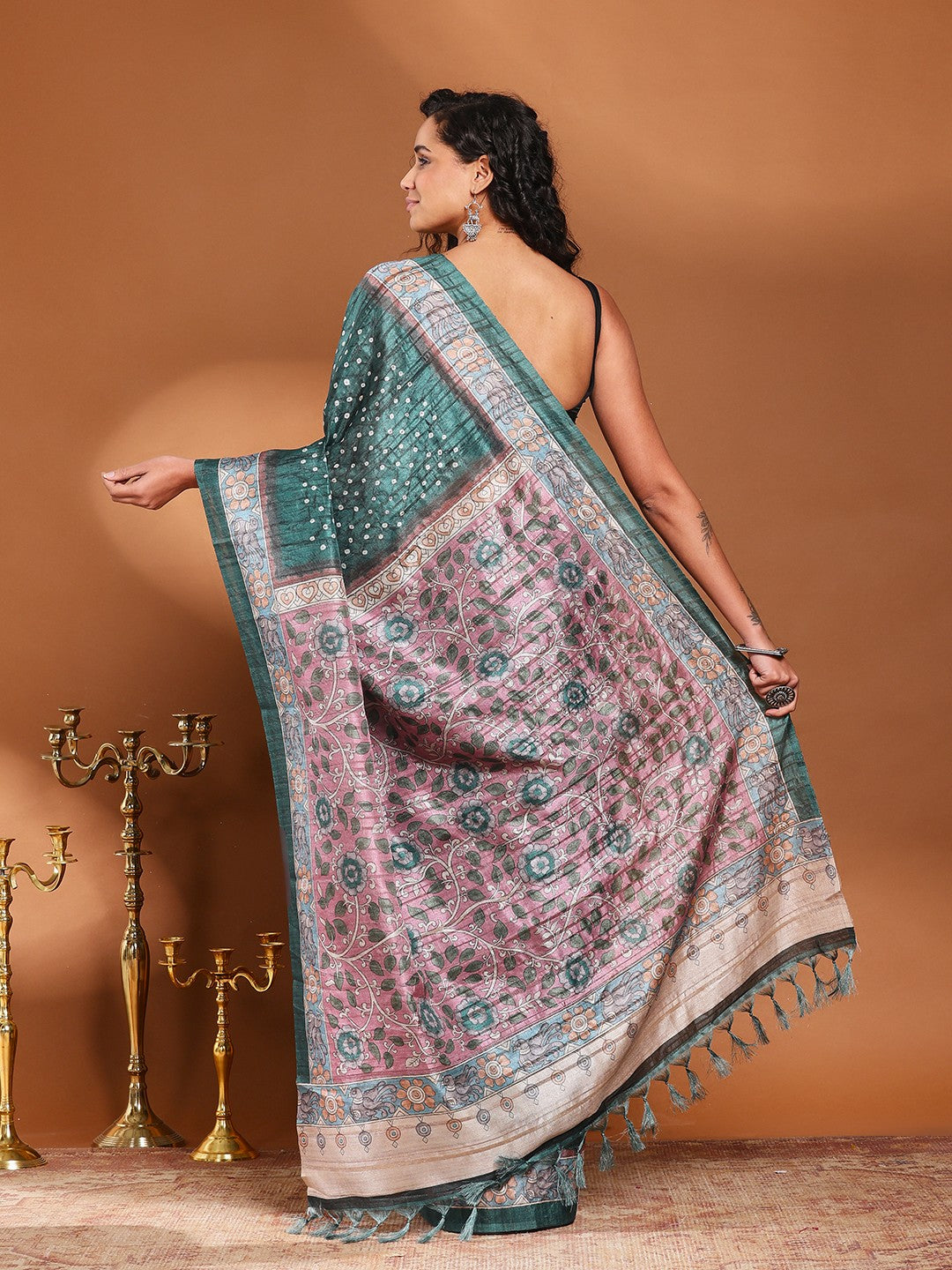 Printed Tussar Silk Saree