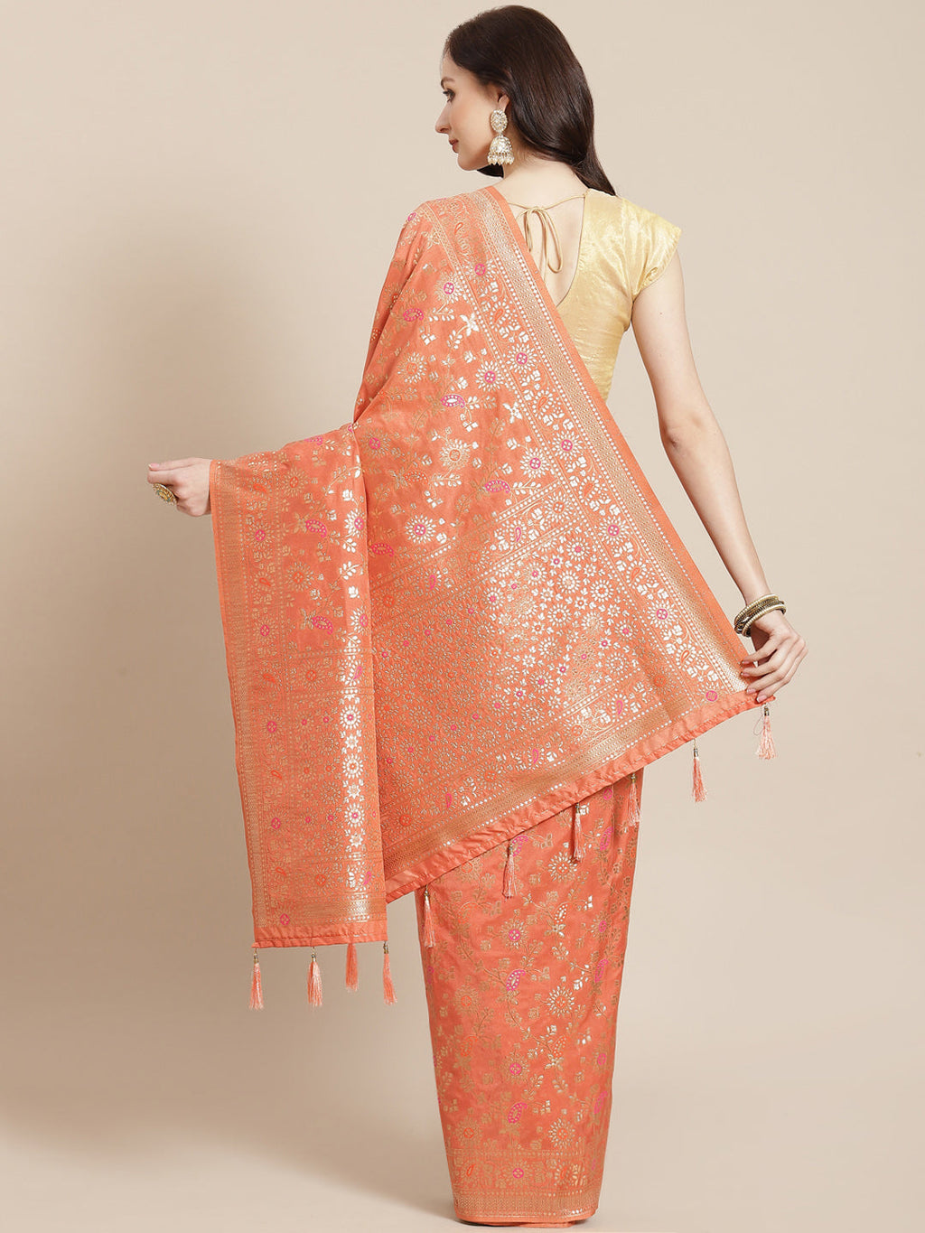 Gota Work Banarasi Woven Saree