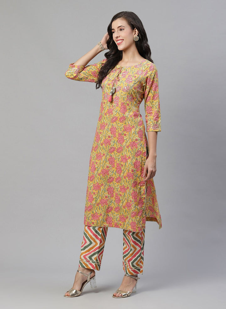 Printed Cotton Kurti With Pant