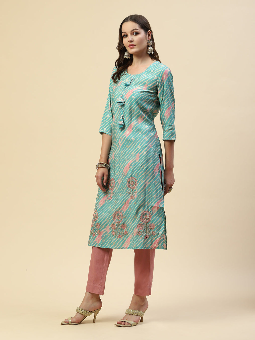 Printed Embroidered Muslin Kurta