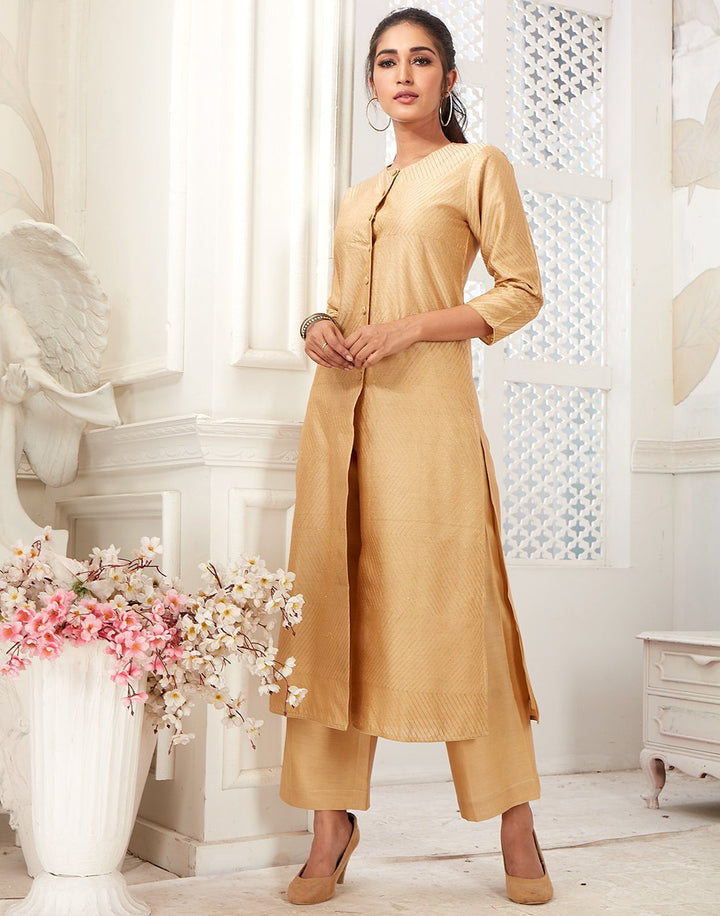 Chanderi Pintuck Detail Kurti with Palazzo