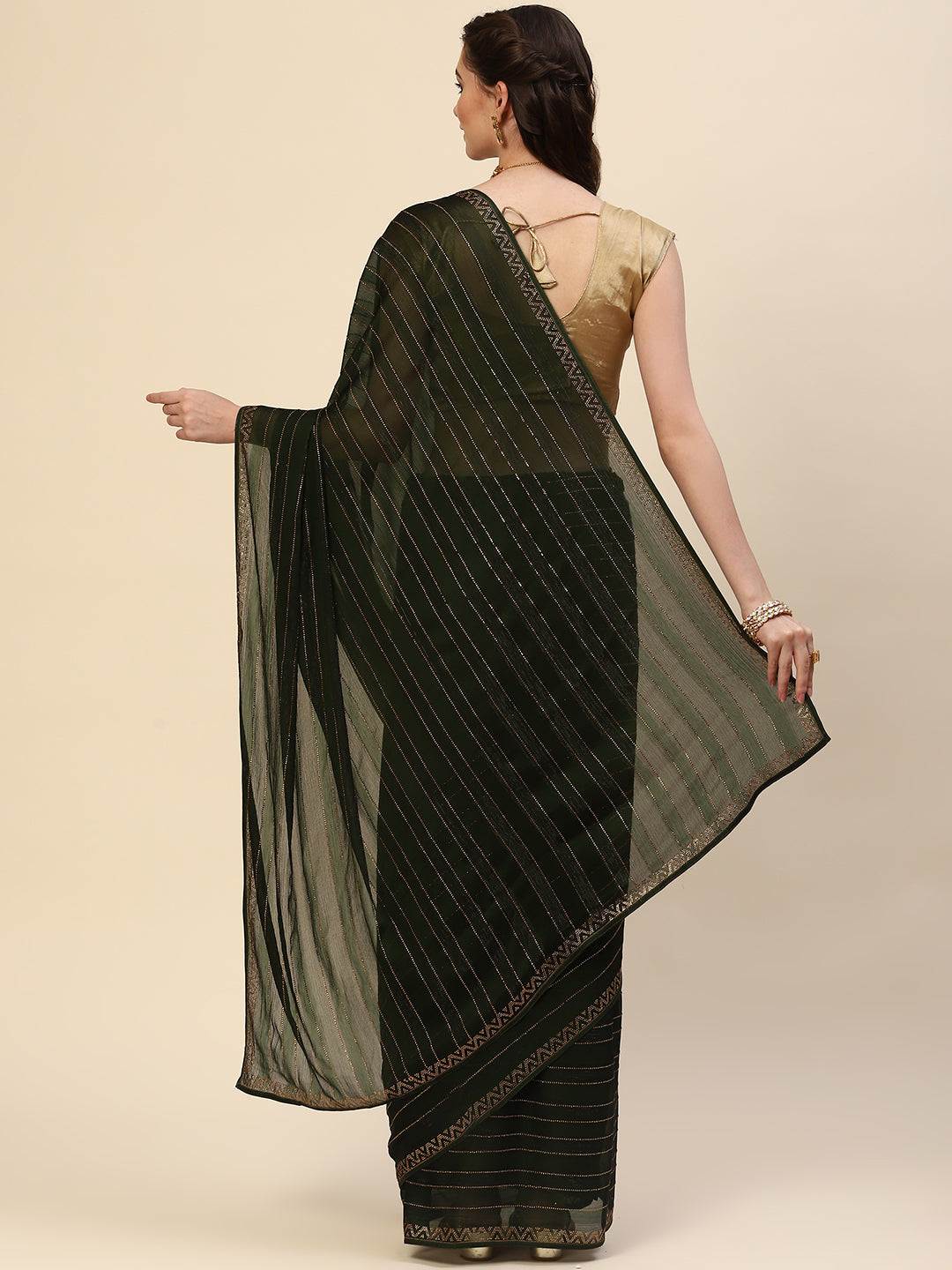 Stone Work Georgette Plain Saree