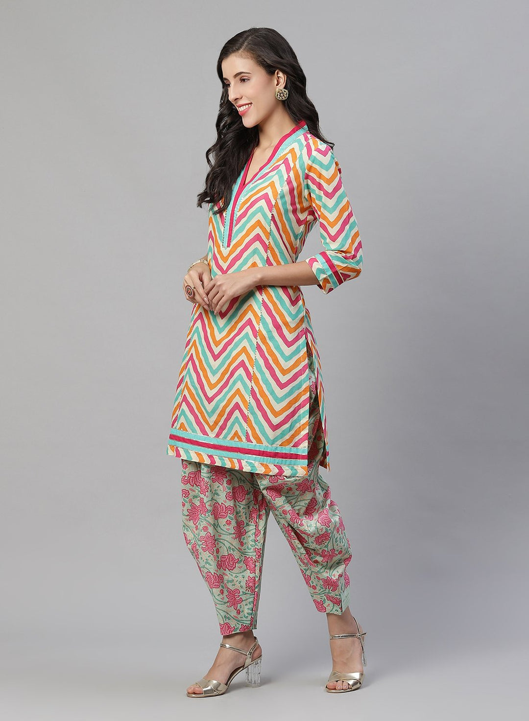 Printed Cotton Kurti With Dhoti Pant