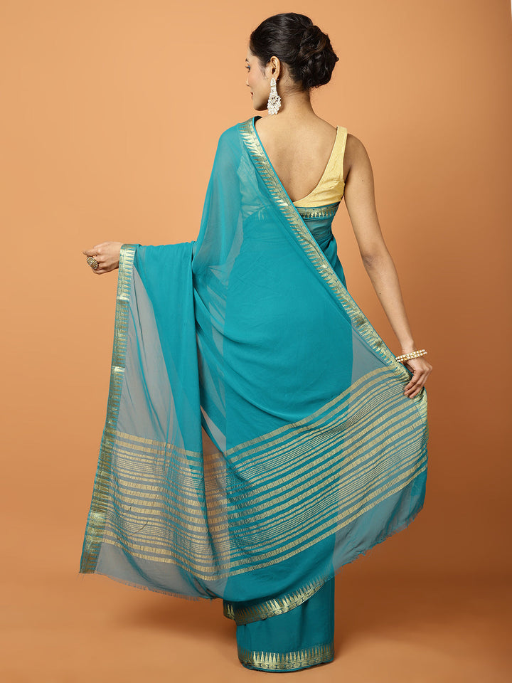 Zari Border Chiffon Woven Saree